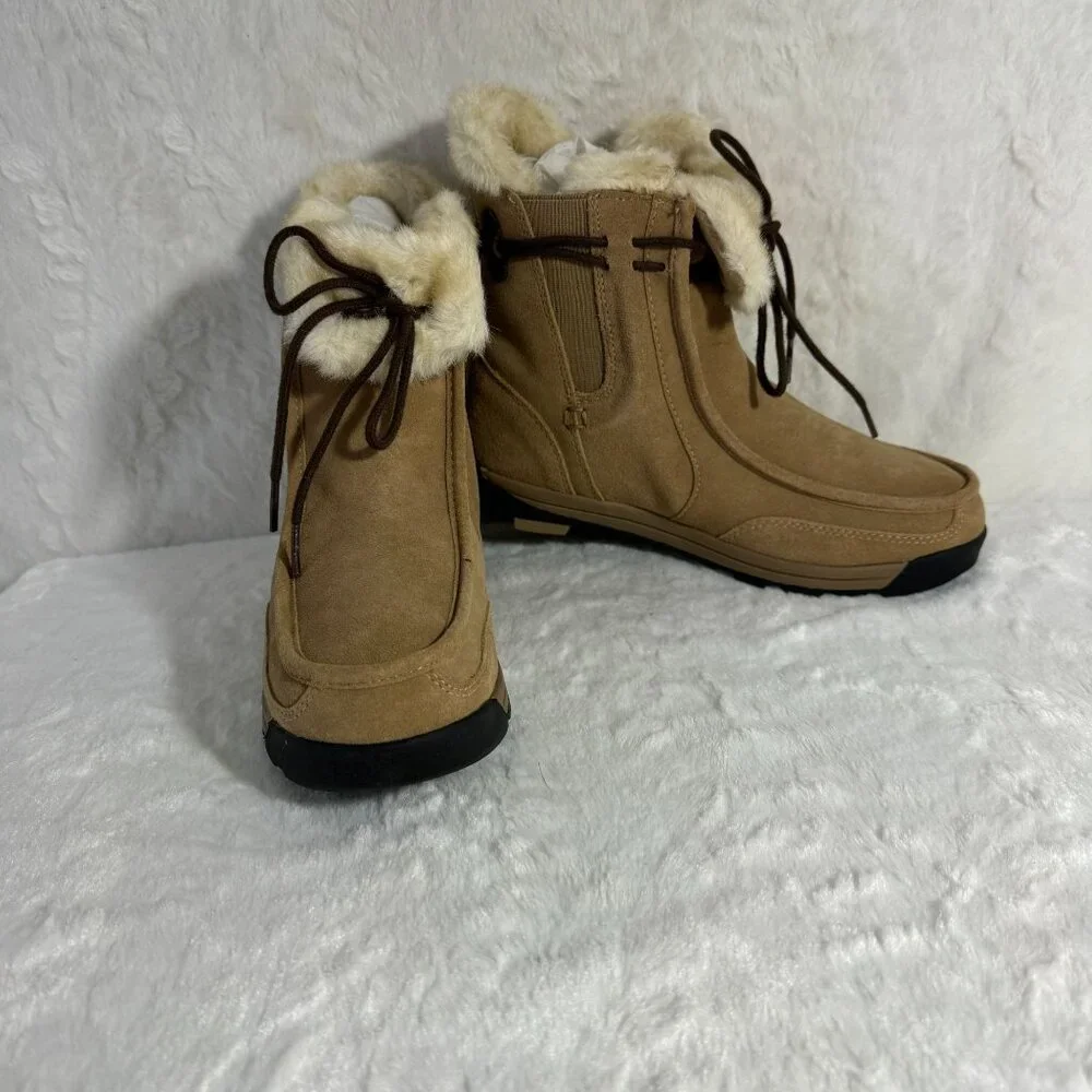 Lands' End Girls Powder Belle Bootie US 5 Medium Thermolite Insole Dark Fawn - Picture 2 of 10